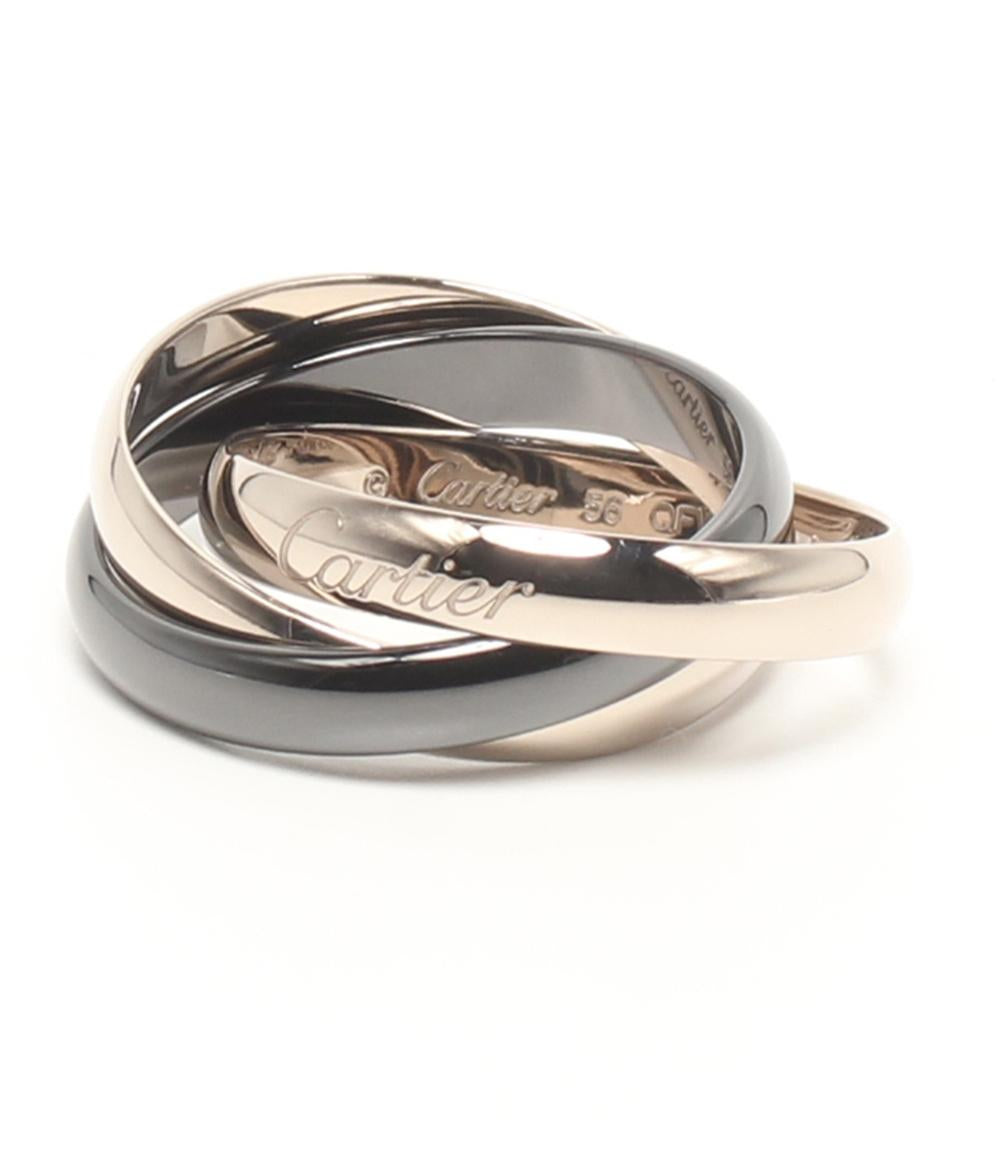 美品 Cartier リング 指輪 K18 トリニティ ブラックセラミック レディース SIZE 14号 カルティエ