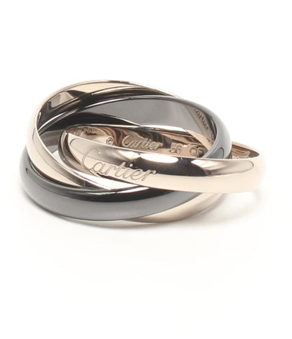 美品 Cartier リング 指輪 K18 トリニティ ブラックセラミック レディース SIZE 14号 カルティエ