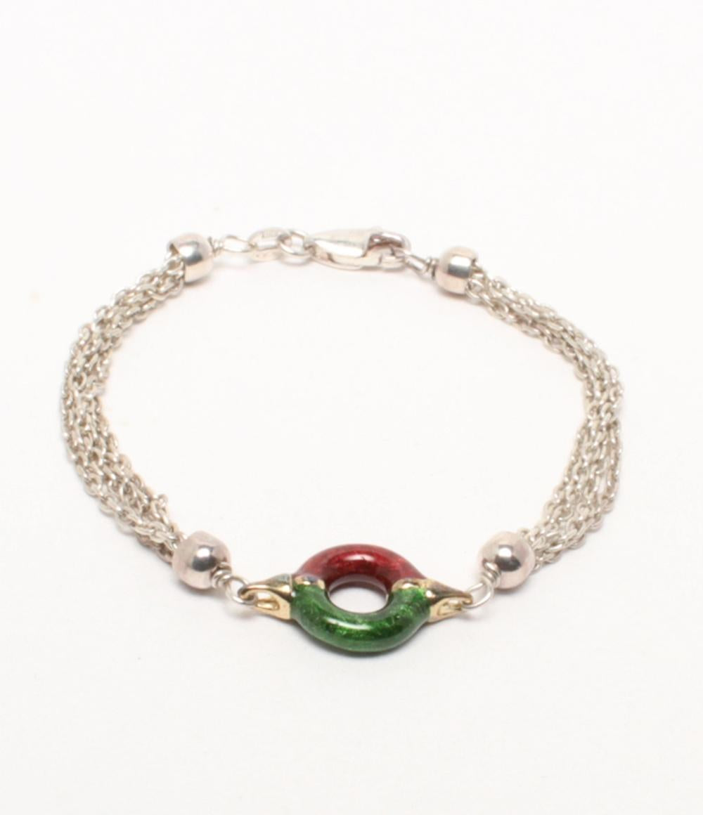 4連ネックレス ブレスレット SV925 七宝 エマイユ 2点セット レディース