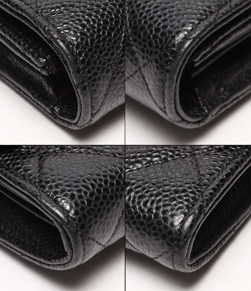 CHANEL 長財布 シルバー金具 キャビアスキン 31番台 マトラッセ クラシックロングフラップウォレット AP0241 レディース シャネル