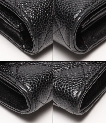 CHANEL 長財布 シルバー金具 キャビアスキン 31番台 マトラッセ クラシックロングフラップウォレット AP0241 レディース シャネル