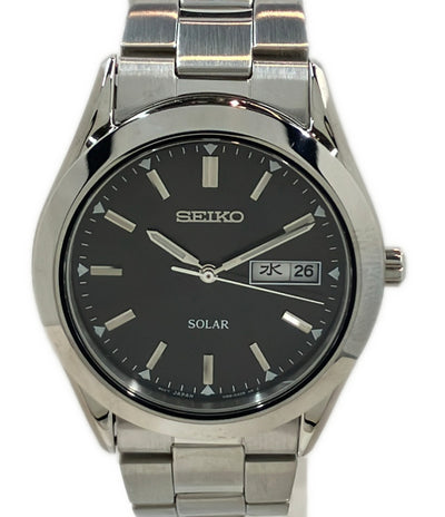 美品 SEIKO 腕時計 ソーラー ブラック V158-0AB0 メンズ セイコー