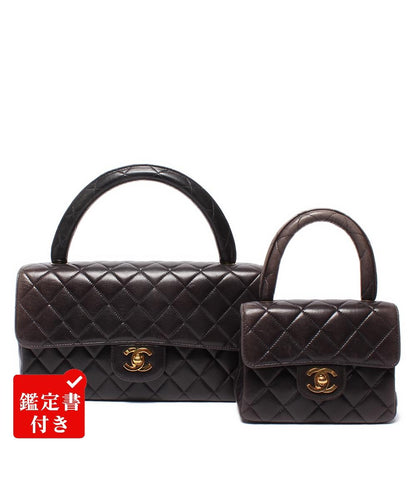 CHANEL ハンドバッグ 親子バッグ トップハンドル マトラッセ ゴールド金具 3番台 ラムスキン レディース シャネル