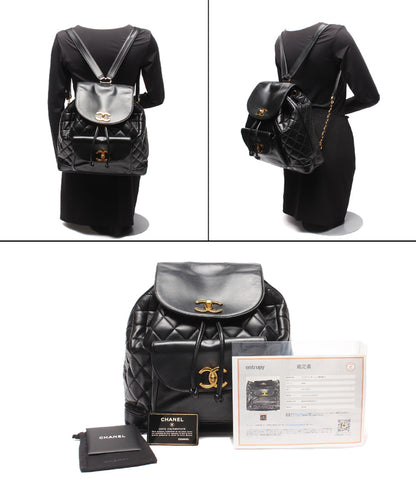 CHANEL リュック バックパック ゴールド金具 マトラッセ ラムスキン 2番台 レディース シャネル