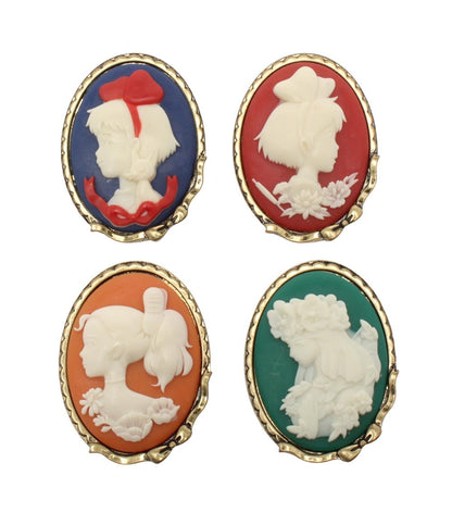 Studio Ghibli ブローチ カメオ 4点セット 魔女の宅急便 キキ 借りぐらしのアリエッティ 耳をすませば エルフ レディース スタジオジブリ