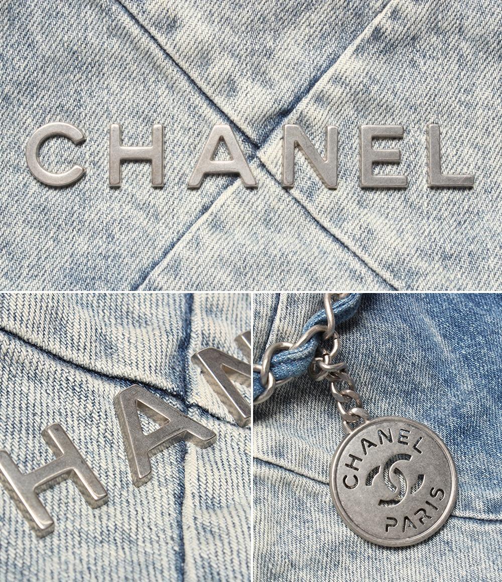美品 シャネル トートバッグ チェーンショルダーバッグ 肩掛け デニム シルバー金具 マトラッセ CHANEL 22 レディース CHANEL
