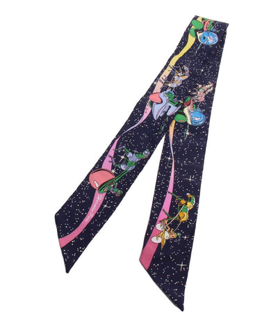 美品 HERMES ツイリー スカーフ シルク100％ SPACE DERBY レディース メンズ エルメス