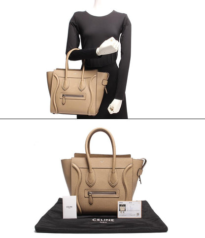 セリーヌ レザー ハンドバッグ シルバー金具 ラゲージ マイクロショッパー デューン レディース CELINE