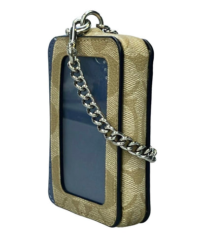 美品 コーチ カードケース コインケース チェーン付き シグネチャー レディース COACH