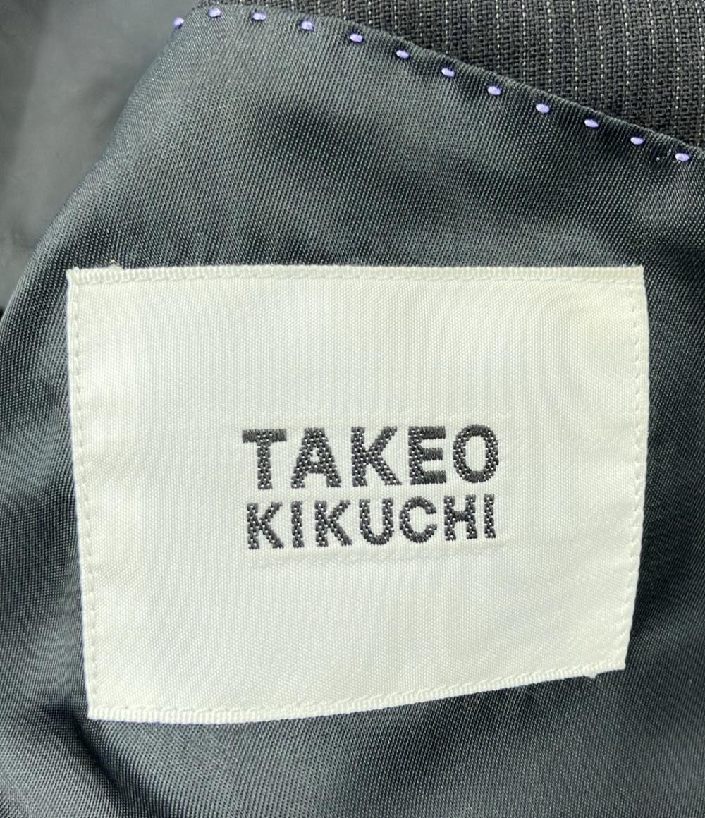 美品 タケオキクチ ウール混ストライプ柄テーラードジャケット ショルダーパッド メンズ SIZE 2 TAKEO KIKUCHI