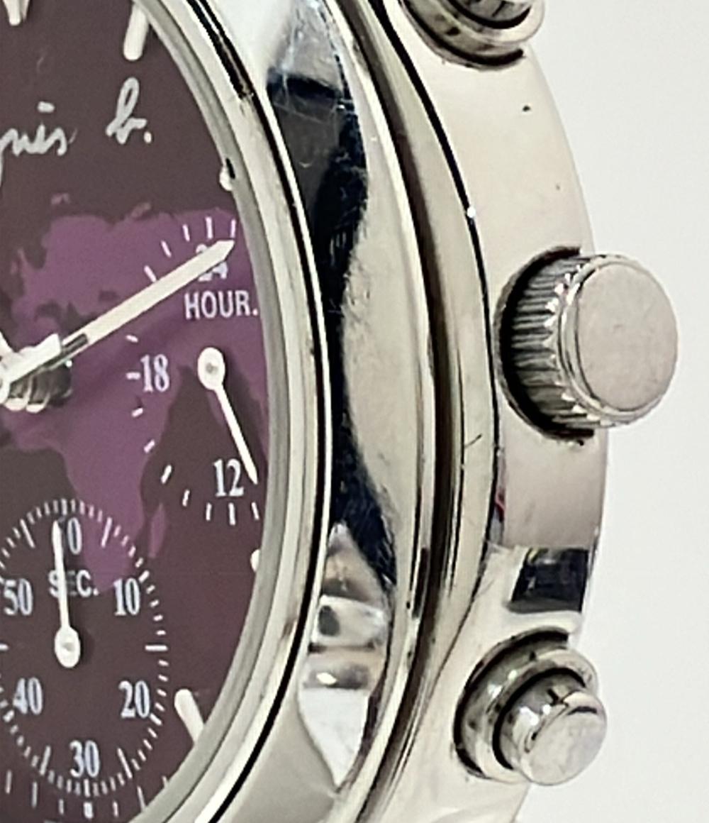 agnes b. 腕時計 クオーツ パープル V654-6100 メンズ アニエスベー