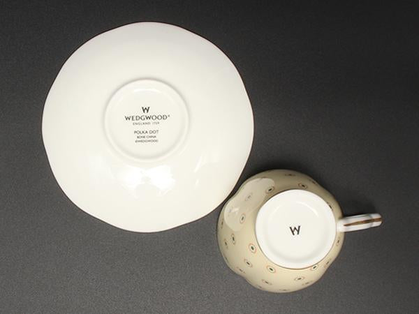 美品 WEDGWOOD カップ＆ソーサー ポルカドット イエロー ウエッジウッド