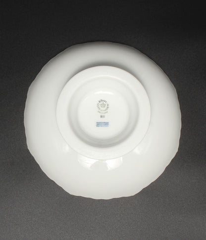 美品 Royal Copenhagen ケーキディッシュ 皿 足つき 17cm ホワイトフルーテッド ハーフレース ロイヤルコペンハーゲン
