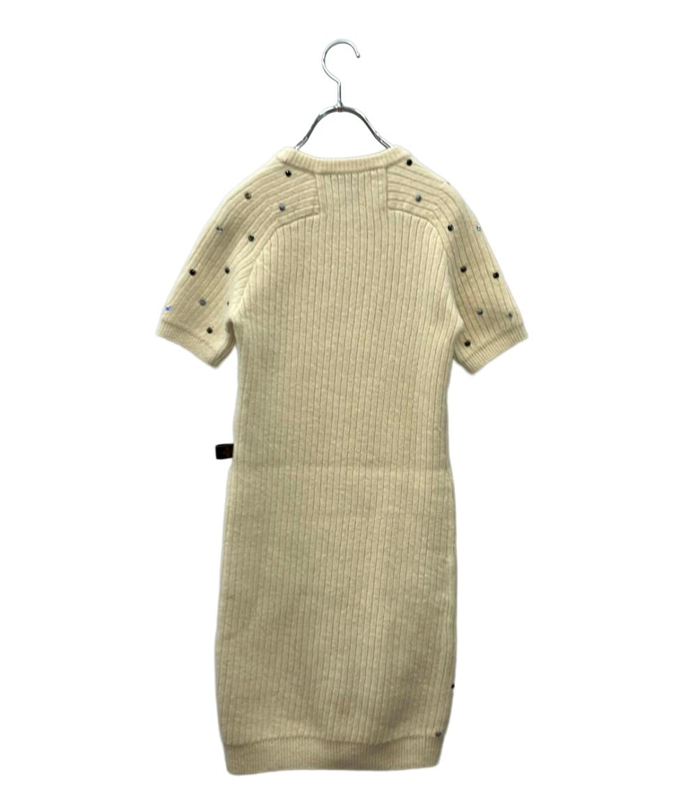 LOUIS VUITTON 半袖ニットワンピース リブ クリスタル装飾 23AW レディース SIZE XS ルイ・ヴィトン