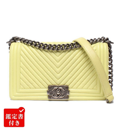 シャネル チェーンショルダーバッグ 肩掛け 斜め掛け ヴィンテージシルバー金具 Vステッチ ボーイシャネル レディース CHANEL