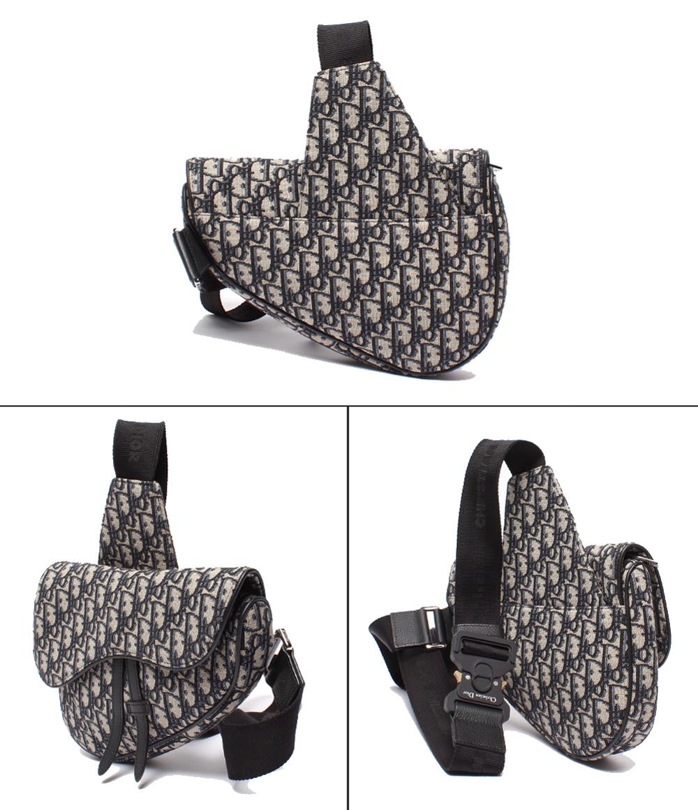 美品 Dior ボディバッグ キャンバス サドルバッグ 16BO0262 メンズ ディオール