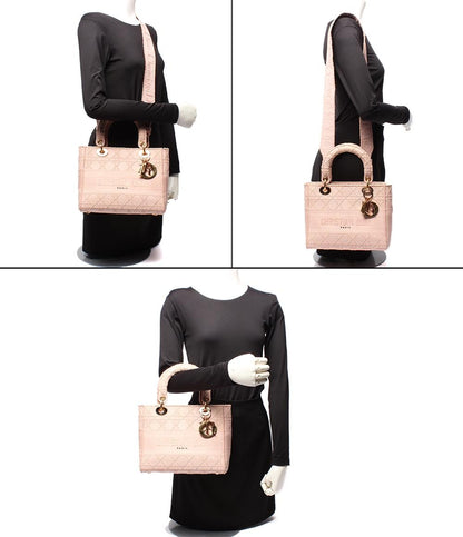 クリスチャンディオール 2way ハンドバッグ ショルダーバッグ 肩掛け 斜め掛け Lady D-Lite カナージュ エンブロイダリー レディース Christian Dior