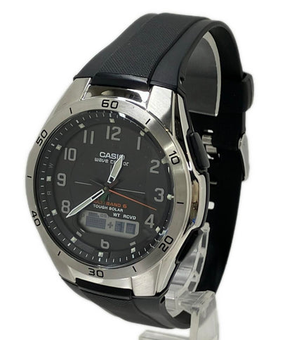 美品 CASIO 腕時計 ウェーブセプター WAVE CEPTOR ソーラー ブラック WVA-M640 メンズ カシオ