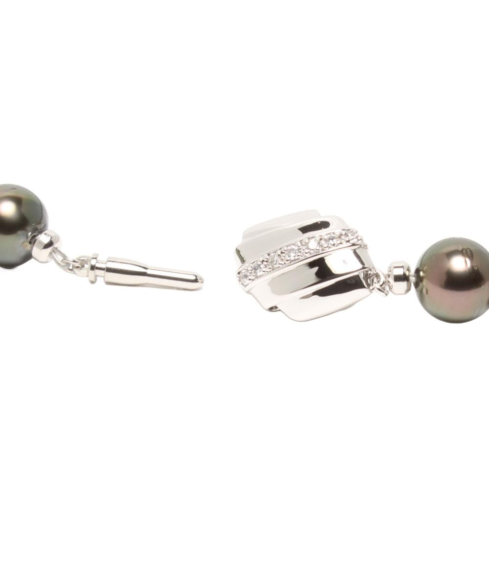 美品 ネックレス SV オーロラピーコック黒蝶真珠 9.2-11.9mm ピアス K14WG 黒蝶真珠10.1mm 2点セット レディース