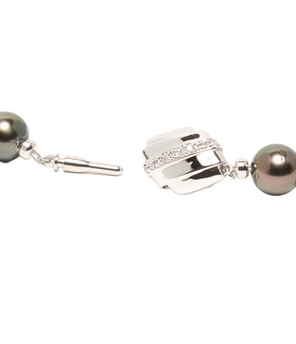 美品 ネックレス SV オーロラピーコック黒蝶真珠 9.2-11.9mm ピアス K14WG 黒蝶真珠10.1mm 2点セット レディース