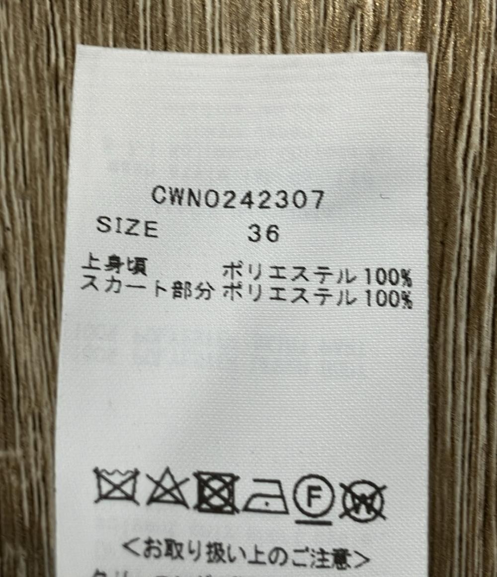 美品 CELFORD ノースリーブワンピース スカラップ切替 ドッキング ニット インナー タグ付き ミセス エレガンス レディース SIZE 36 (M) セルフォード