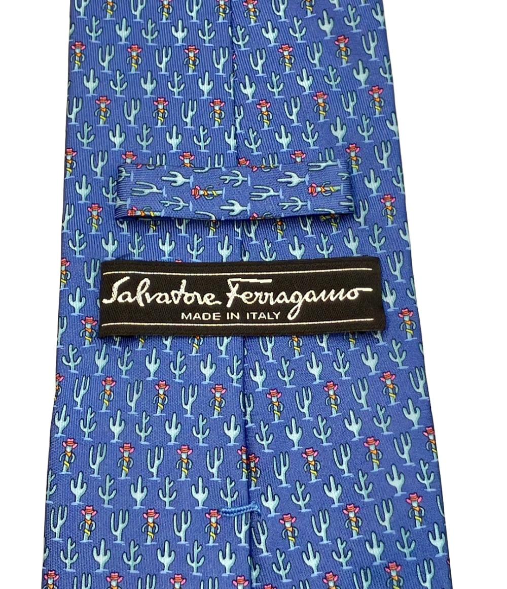 美品 Salvatore Ferragamo ネクタイ シルク100% メンズ サルヴァトーレフェラガモ