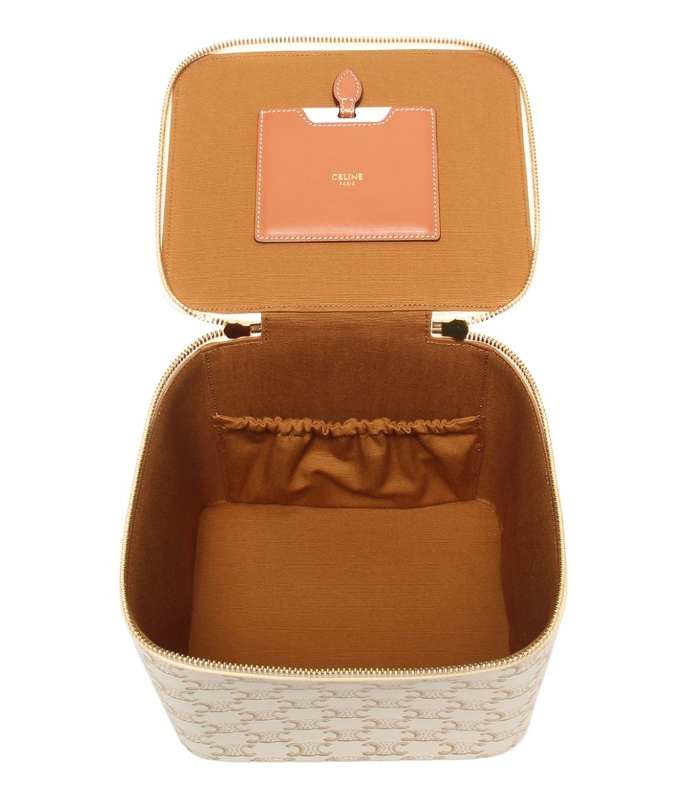 美品 CELINE ハンドバッグ スクエア バニティーケース トリオンフキャンバス&カーフスキン レディース セリーヌ