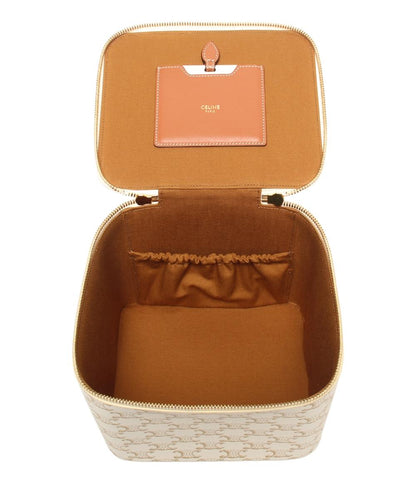 美品 CELINE ハンドバッグ スクエア バニティーケース トリオンフキャンバス&カーフスキン レディース セリーヌ