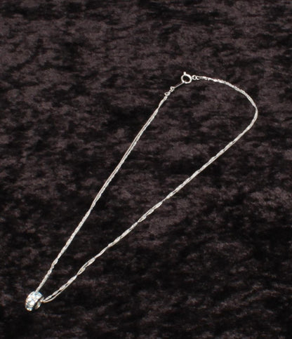 美品 ネックレス K18WG Pt950 ブルートパーズ レディース