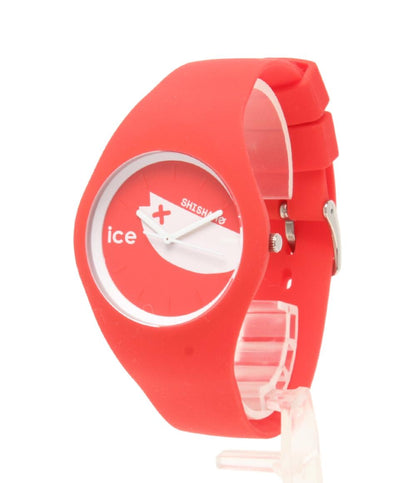 美品 ice watch 腕時計 SHISHAMOコラボ クオーツ レッド系 レディース メンズ アイスウォッチ