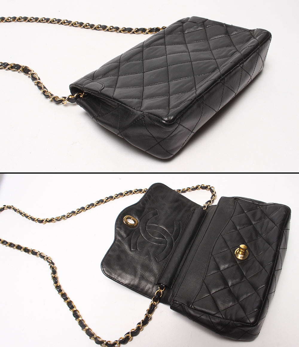 CHANEL チェーンショルダーバッグ ラムスキン 肩掛け マトラッセ レディース シャネル