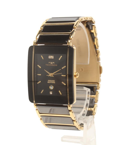 TECHNOS 腕時計 クオーツ ブラック T9137 メンズ テクノス