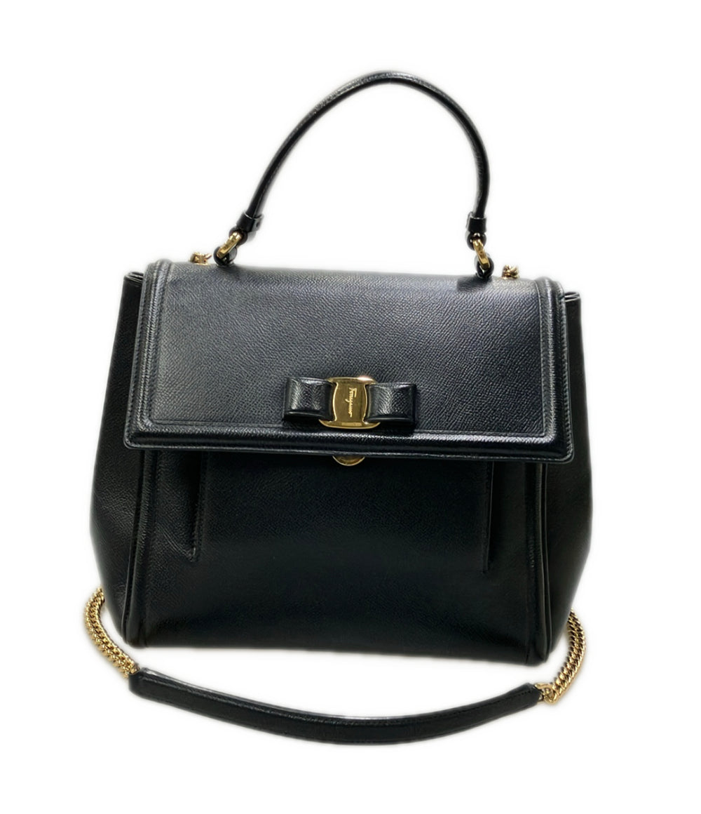 Salvatore Ferragamo ハンドバッグ ショルダーバッグ チェーン リボン2WAY 斜め掛け レザー ヴァラ AU-21 G697 レディース サルヴァトーレフェラガモ