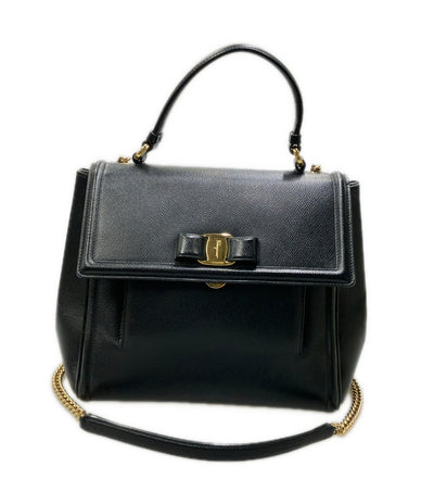 Salvatore Ferragamo ハンドバッグ ショルダーバッグ チェーン リボン2WAY 斜め掛け レザー ヴァラ AU-21 G697 レディース サルヴァトーレフェラガモ