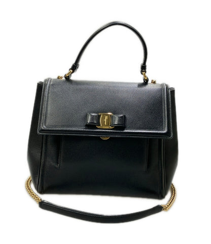 Salvatore Ferragamo ハンドバッグ ショルダーバッグ チェーン リボン2WAY 斜め掛け レザー ヴァラ AU-21 G697 レディース サルヴァトーレフェラガモ