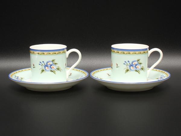 美品 TIFFANY&Co. デミタスカップ＆ソーサー 2客セット ペア モーニンググローリー ティファニー