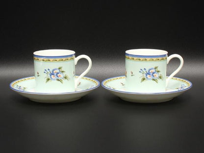 美品 TIFFANY&Co. デミタスカップ＆ソーサー 2客セット ペア モーニンググローリー ティファニー