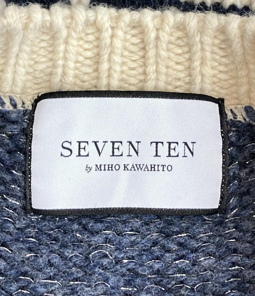 SEVEN TEN by MIHO KAWAHITO 長袖 チェリージャガードカーディガン レディース SIZE M セブンテン バイ ミホ カワヒト