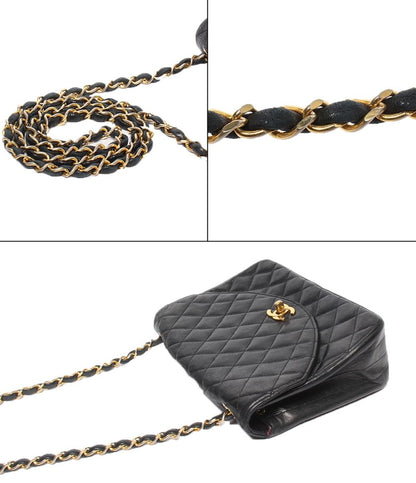 CHANEL チェーンショルダーバッグ シングルチェーン ラムスキン ゴールド金具 0番台 マトラッセ レディース シャネル