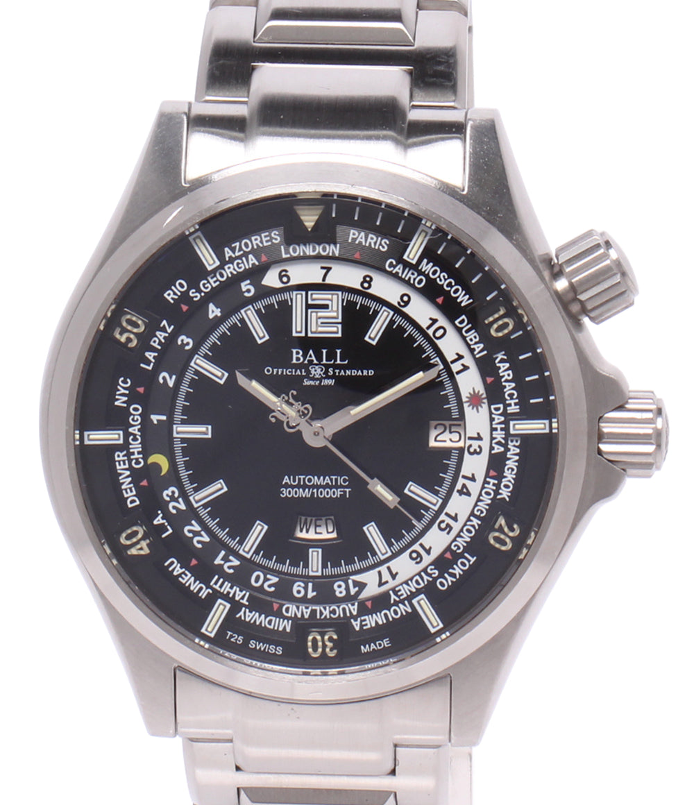 BALLWATCH 腕時計 ダイバー ワールドタイム エンジニア マスター II 自動巻き ブラック DG2022A メンズ ボールウォッチ