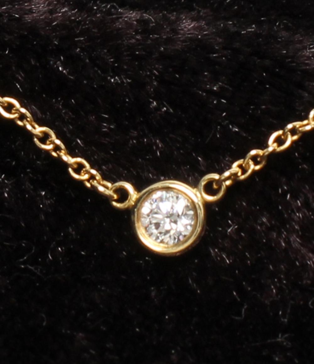 美品 ティファニー ネックレス K18 バイザヤード 1Pダイヤ レディース TIFFANY&Co.