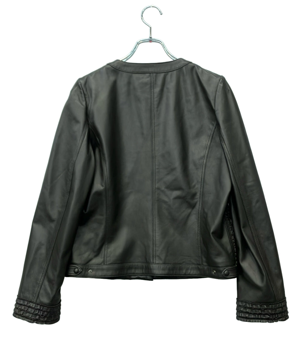 美品 DAMA collection ラムレザージャケット フリル 1114102102 レディース SIZE 13 (XL) ダーマ・コレクション