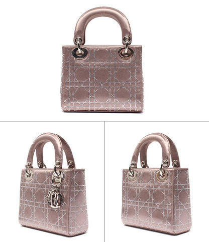 クリスチャンディオール ハンドバッグ ラインストーン サテン レディディオール Christian Dior