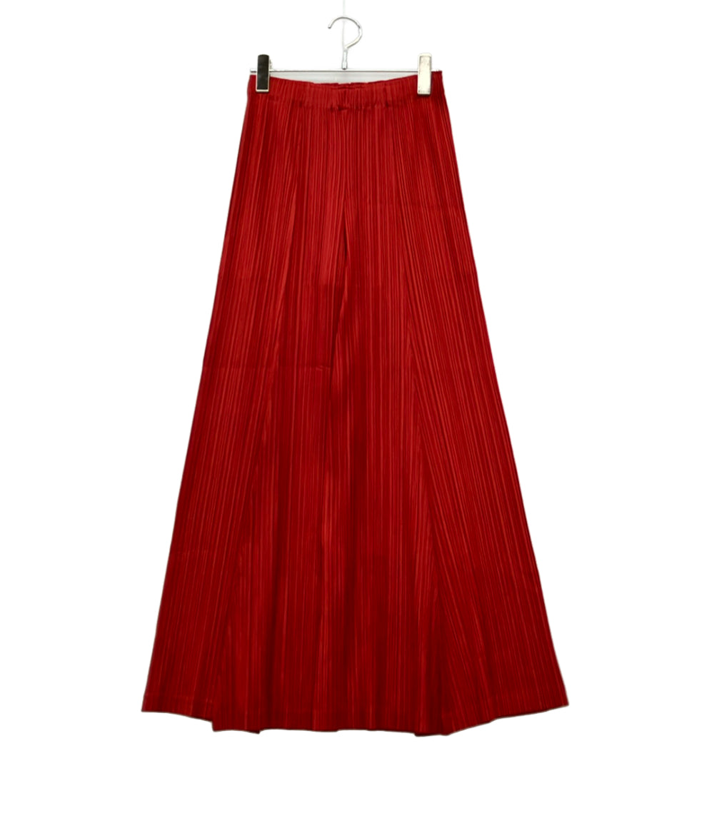 美品 PLEATS PLEASE パンツ プリーツ ワイド レッド PP83-JF434 レディース SIZE 3 (L) プリーツプリーズ