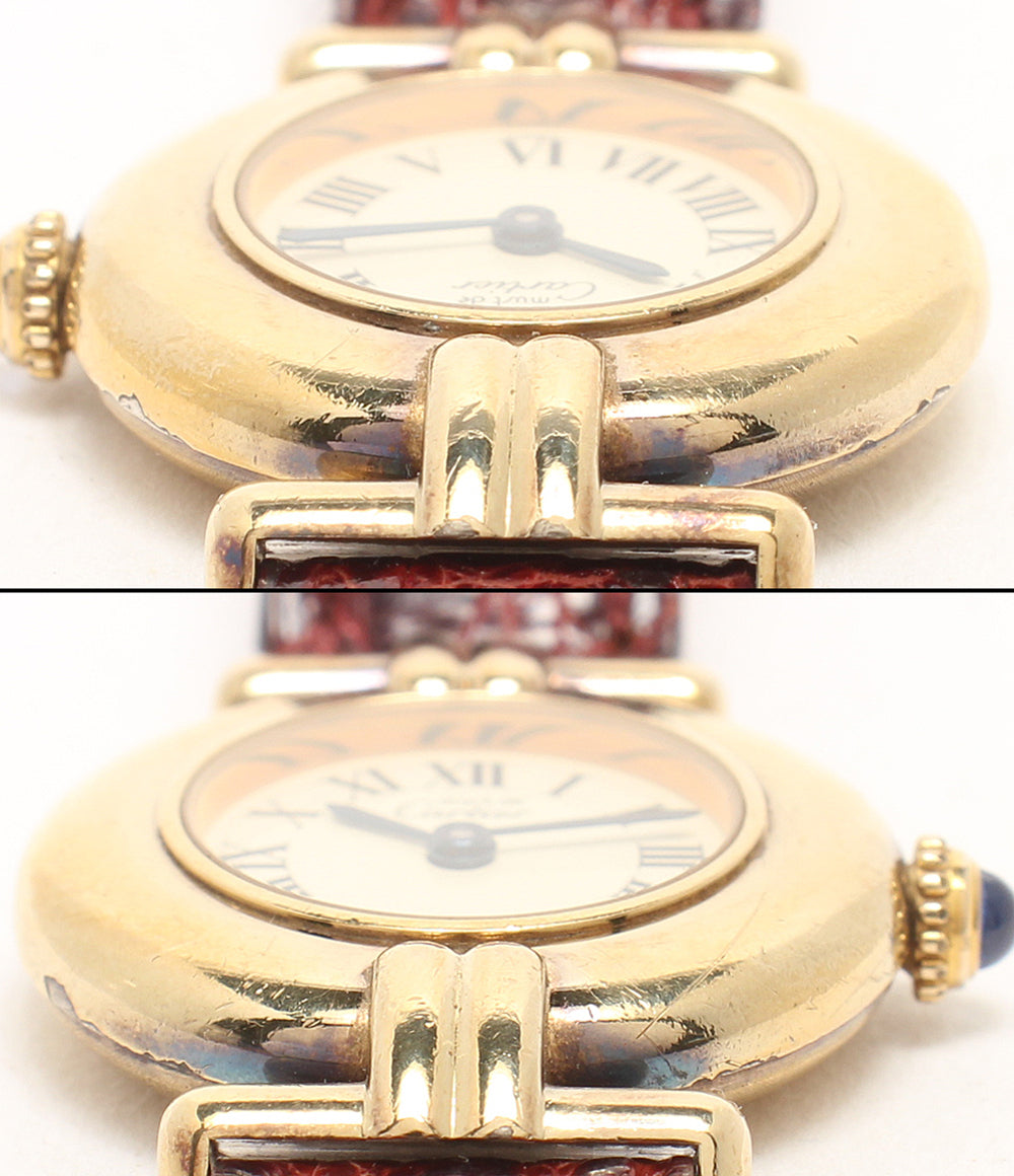 Cartier 腕時計 925 マストコリゼ ヴェルメイユ クオーツ ホワイト W590002 レディース カルティエ