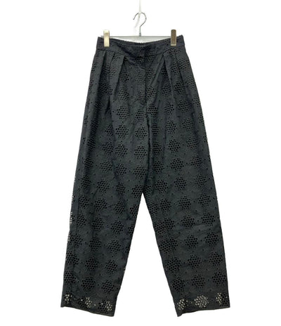ebure コットンエンブロイダリーレース タックテーパードパンツ レディース SIZE 38 (XS) エブール