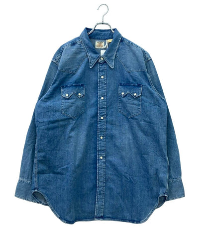 美品 LEVI'S 長袖シャツ 1950年代ウエスタンシャツ再現 ヴィンテージ加工 色落ち加工 25Aw タグ付き SHORTHORN SAWTOOTH INDIGO COSMOS