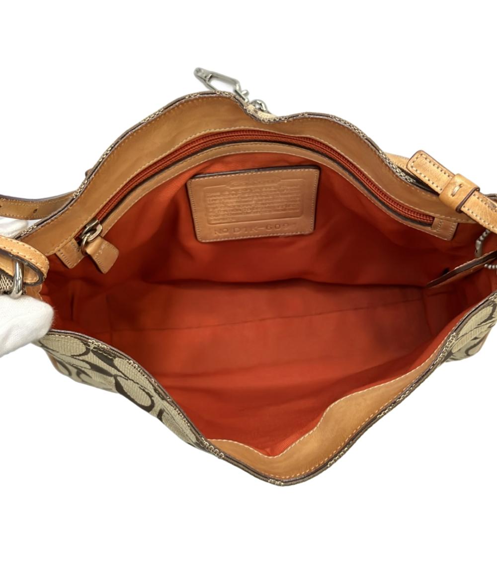 コーチ ワンショルダーバッグ 肩掛け クリップホーボー レザー キャンバス ヌメ革 シグネチャー 6091 レディース COACH