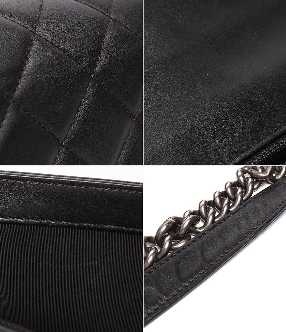 シャネル チェーンショルダーバッグ 肩掛け ヴィンテージシルバー金具 ラムスキン 19番台 ボーイシャネル レディース CHANEL