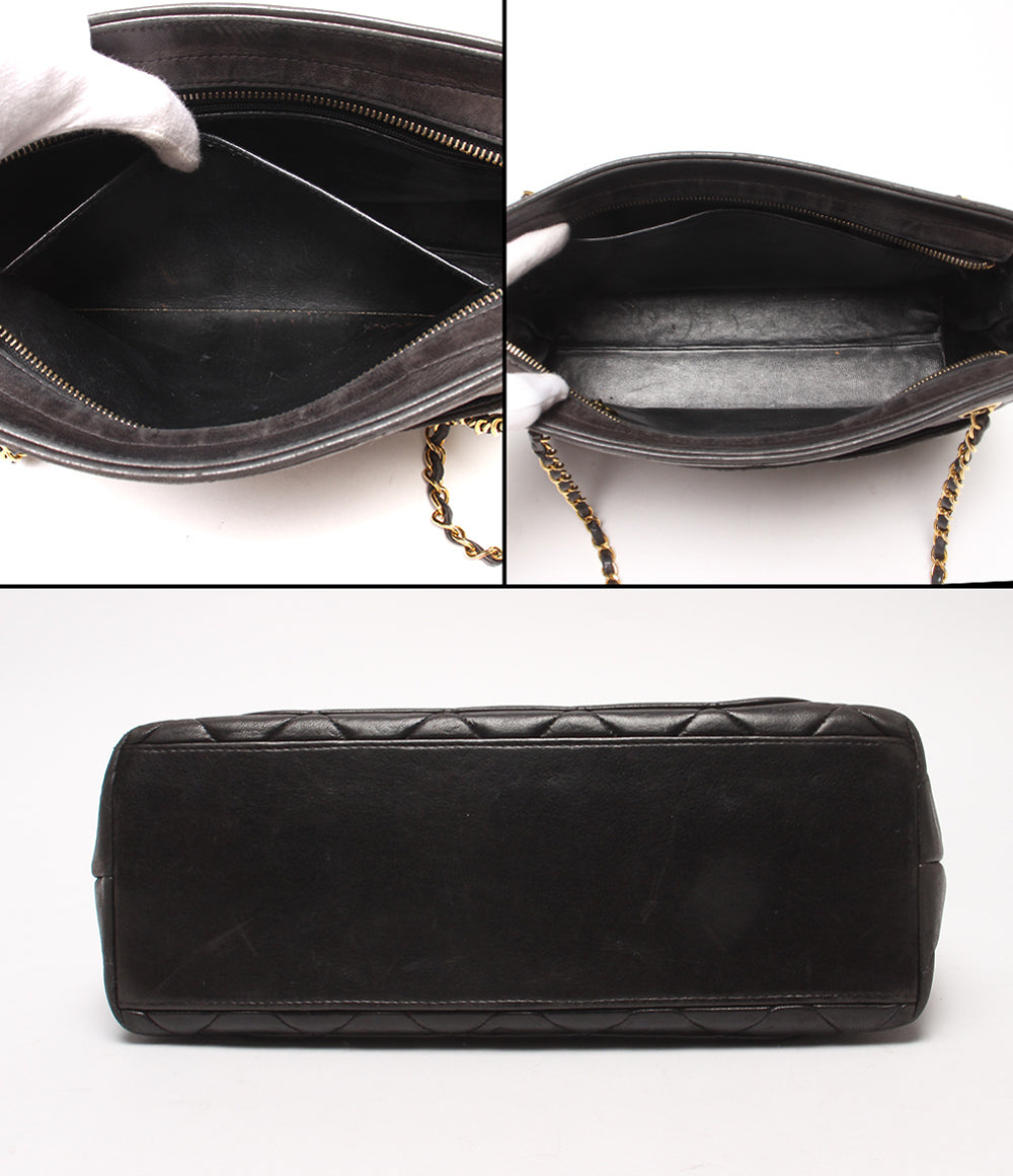 CHANEL チェーンショルダーバッグ 肩掛け ラムスキン ゴールド金具 マトラッセ レディース シャネル